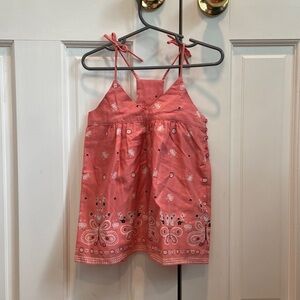 NWT boutique pink floral/butterfly top with bow straps - size 4